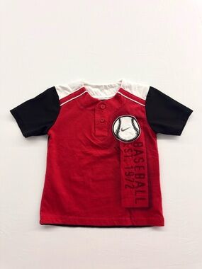 Nike 2T Red Baseball Tee with Black Sleeves
